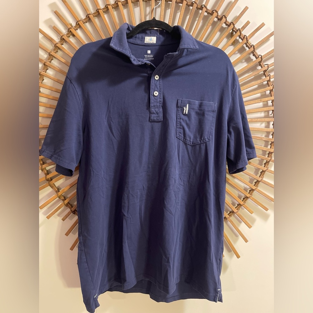 Men's Johnnie O Hangin’ Out Navy Blue Polo Shirt w/Pocket Preppy Nautical Beach